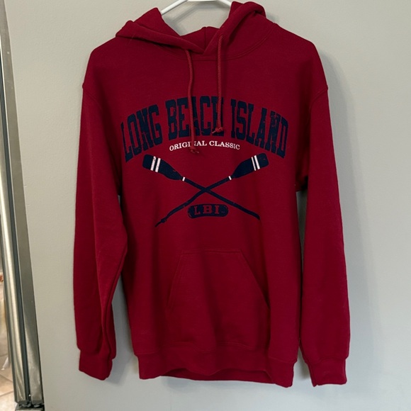 Red/Maroon Long Beach Island Hoodie NWT size adult SM - Picture 1 of 6